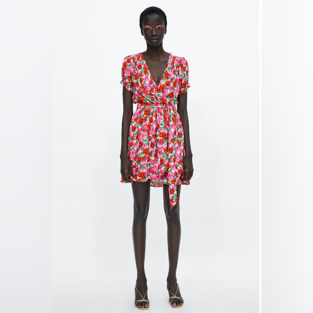 Zara Floral Wrap Mini Dress